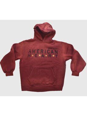 Benson Boone Adult American Heart Tour Star Red Distressed Hoodie New Large